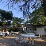 Western-style art and architecture at a Takabatake Salon garden cafe in Nara